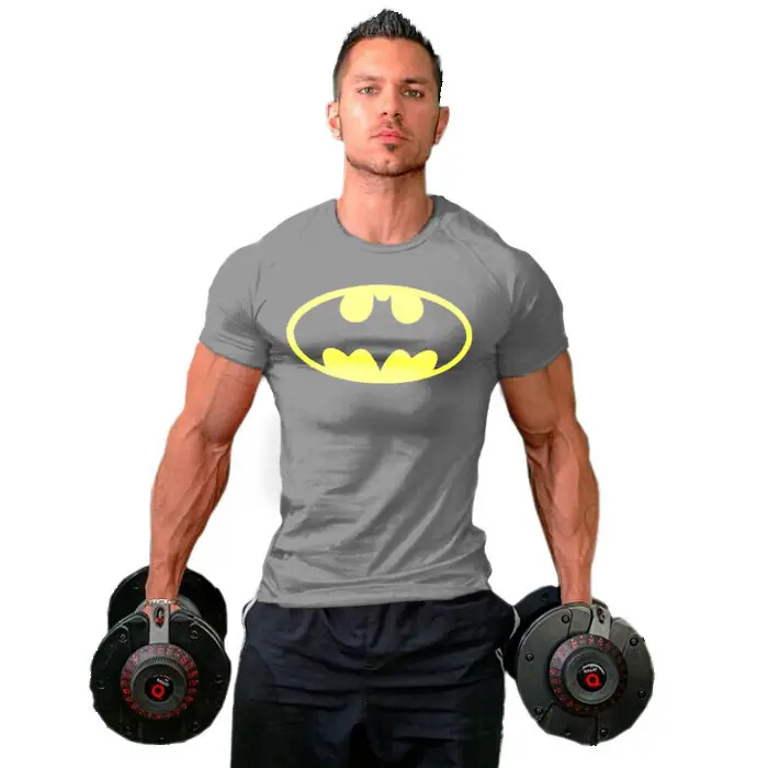 Men's Batman Gym T-Shirt White Batman Logo