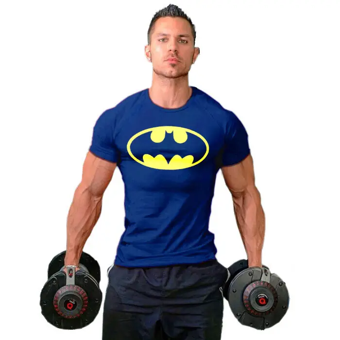 Men's Batman Gym T-Shirt White Batman Logo
