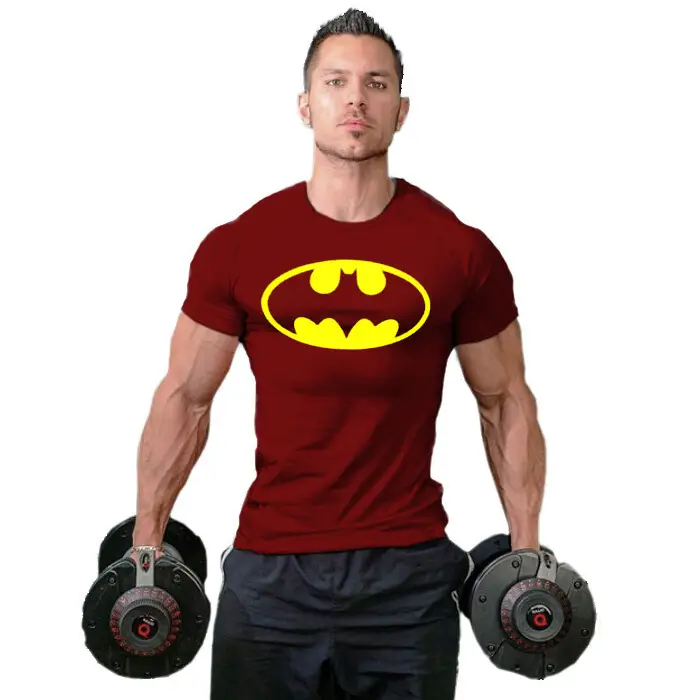 Men's Batman Gym T-Shirt White Batman Logo