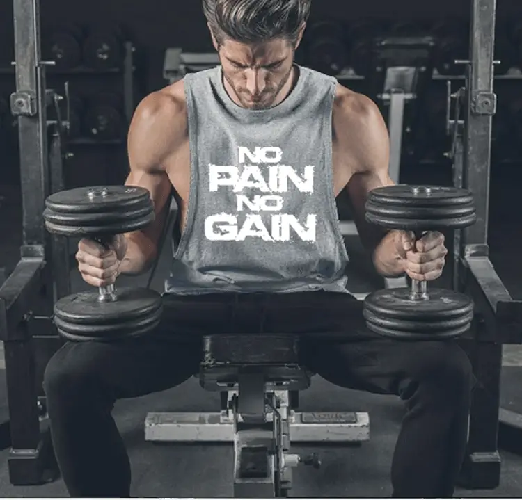 Men's Red No Pain No Gain Sleeveless Vest — feature 11