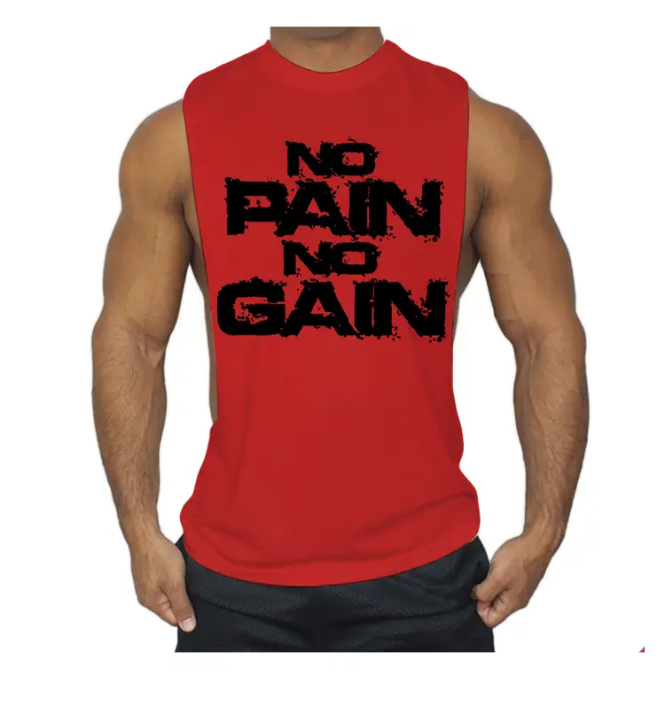 Men's Red No Pain No Gain Sleeveless Vest — feature 16