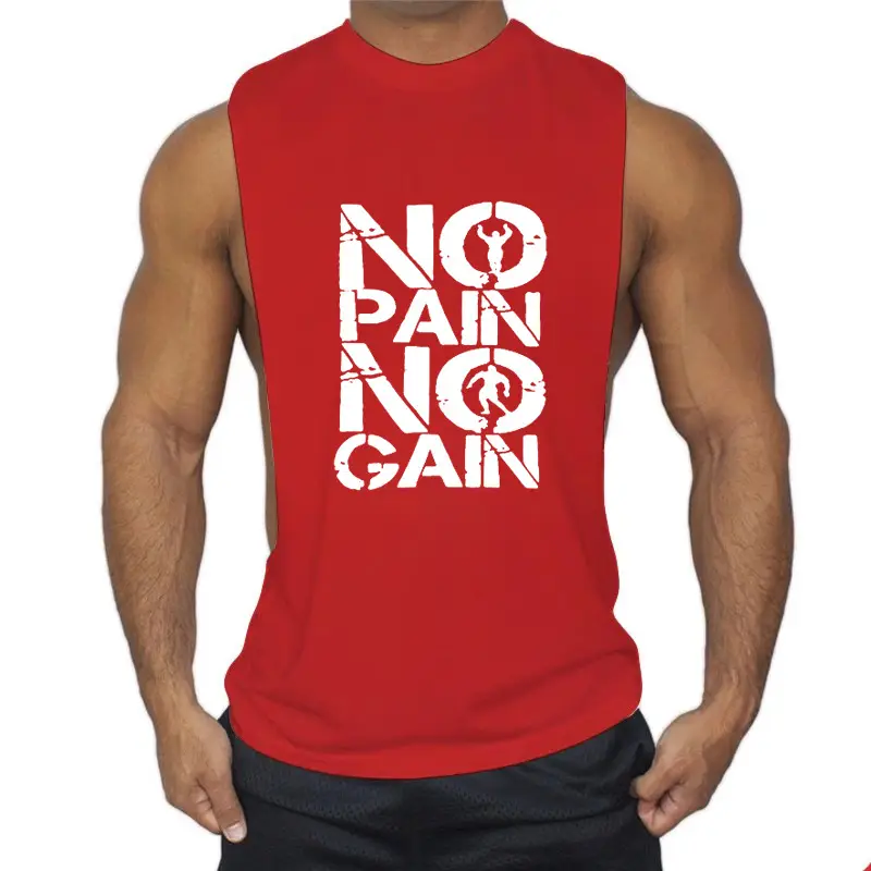 Men's Red No Pain No Gain Sleeveless Vest - Image 15