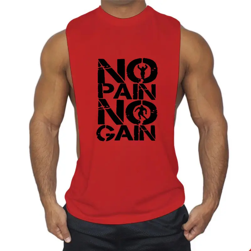 Men's Red No Pain No Gain Sleeveless Vest - Image 16