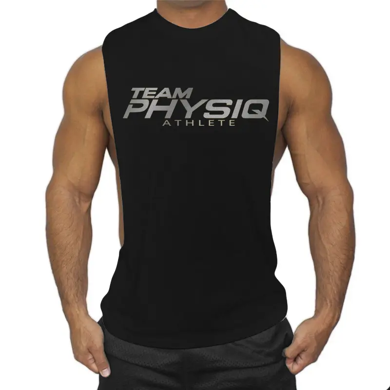 Team Physiq Sleeveless White Gym Vest for Men