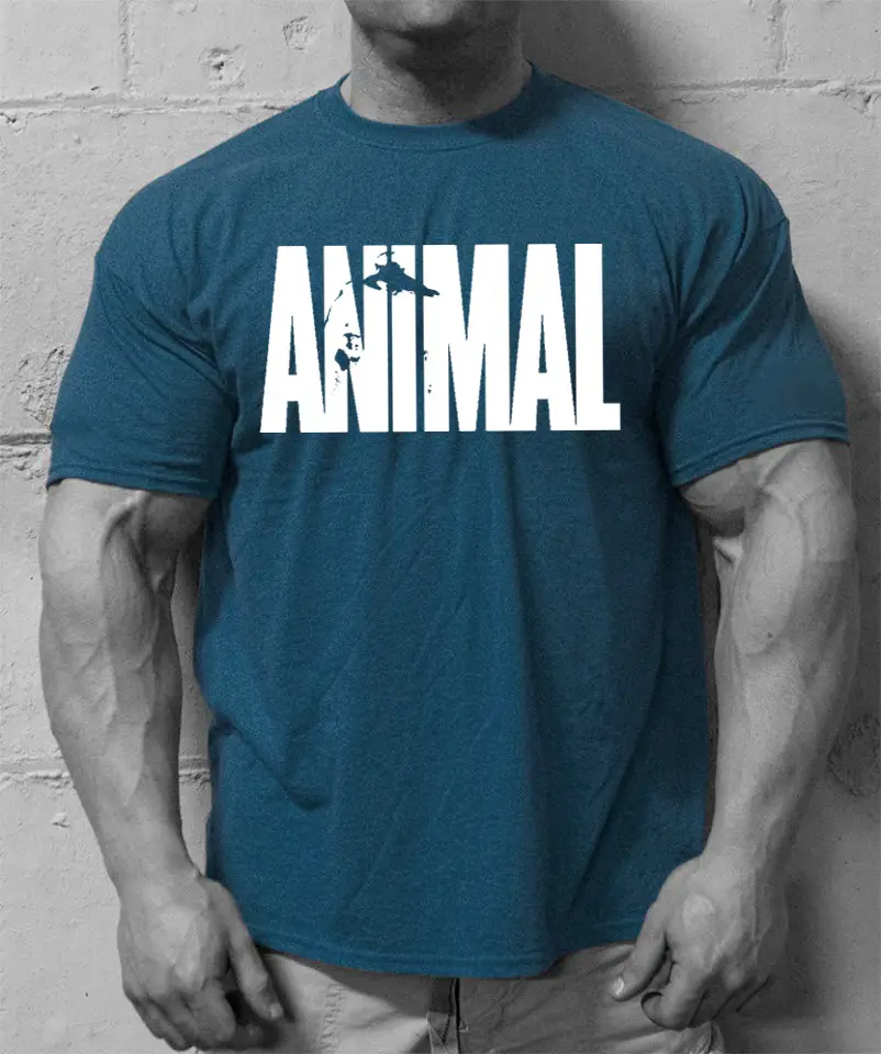 Men's Blue ANIMAL Graphic T-Shirt Fitness Casual - Image 4
