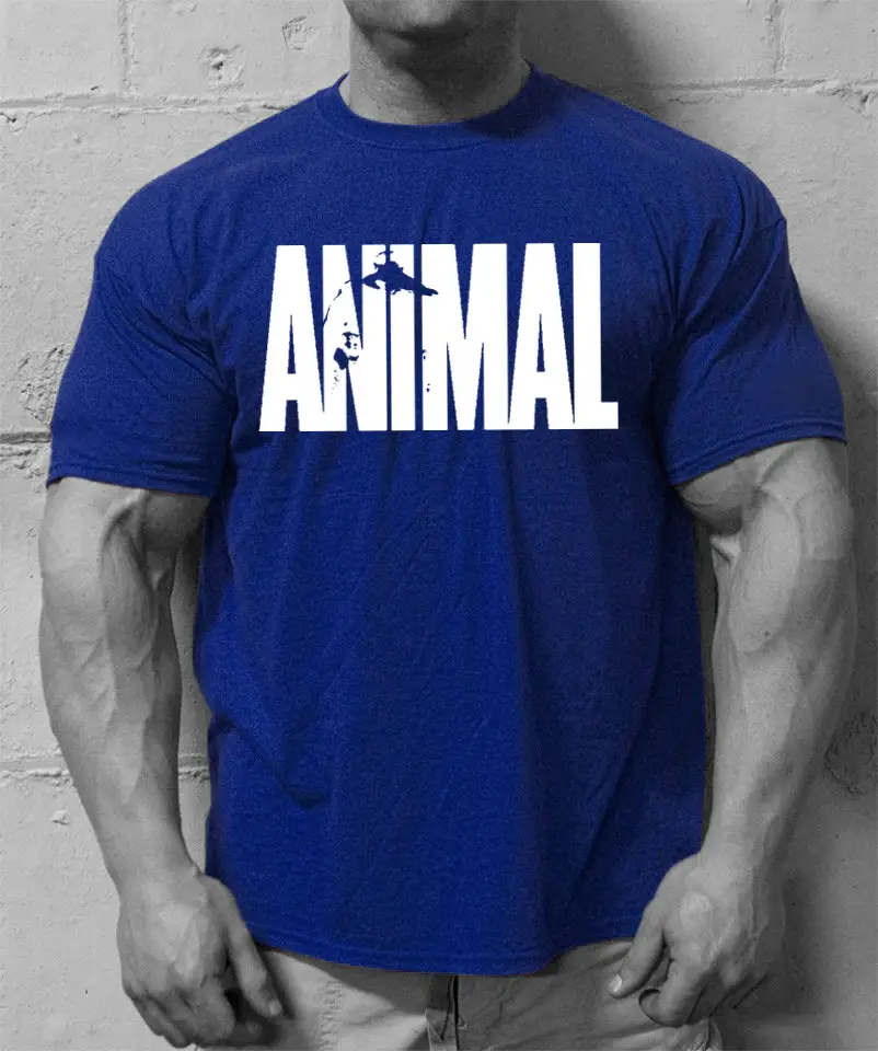 Men's Blue ANIMAL Graphic T-Shirt Fitness Casual - Image 6