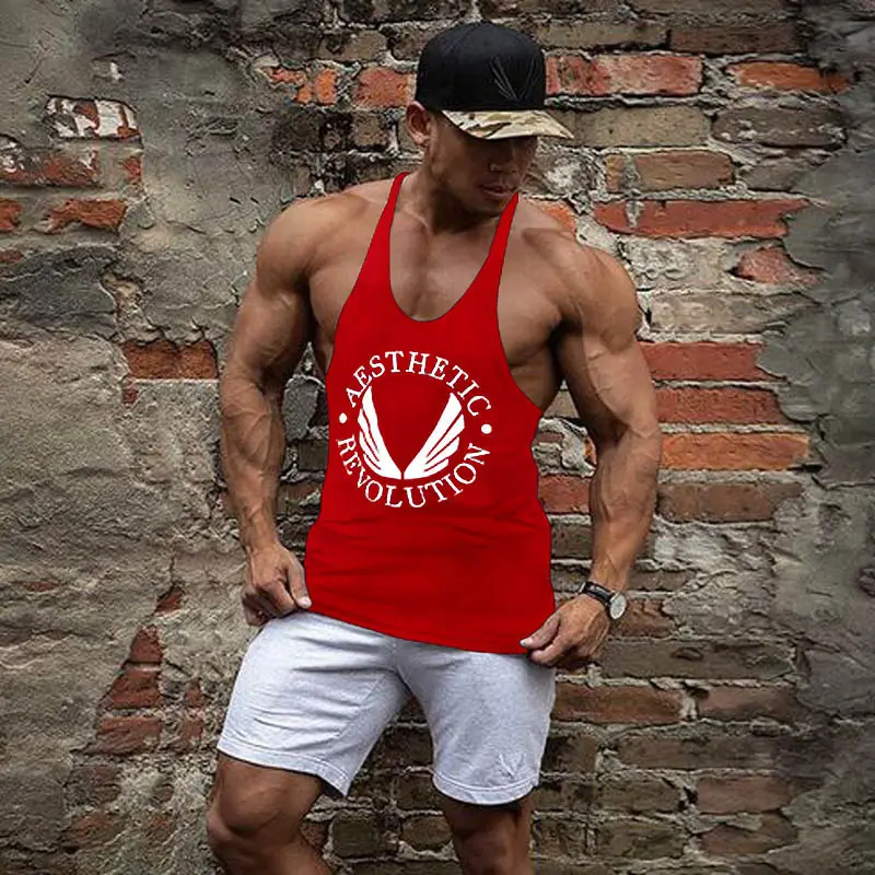 Men's Grey ASRV Bodybuilding Vest Shorts Set — feature 6
