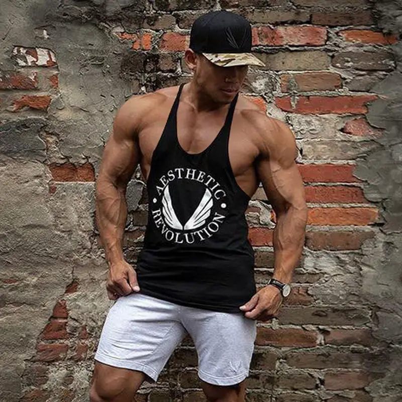 Men's Grey ASRV Bodybuilding Vest Shorts Set — feature 9