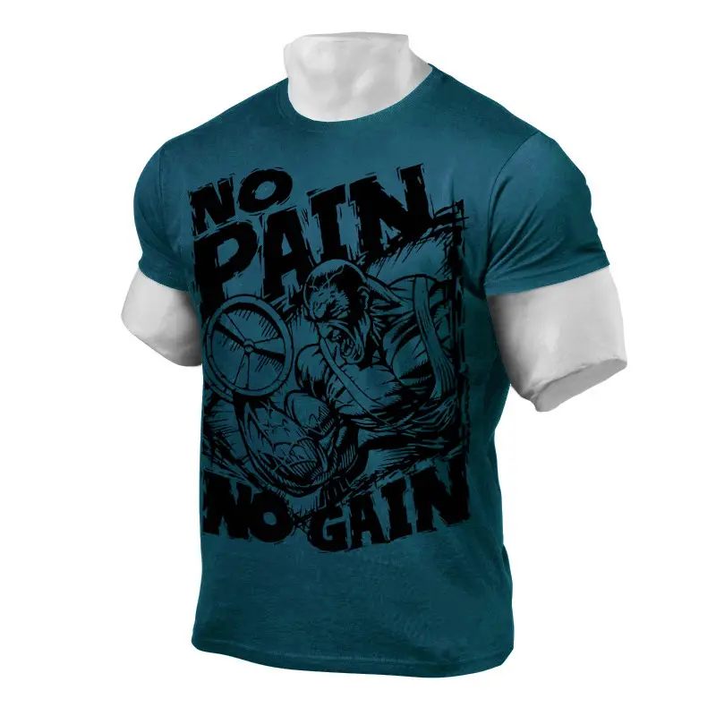 Men's Blue No Pain No Gain Fitness T-Shirt 2020 - Image 13