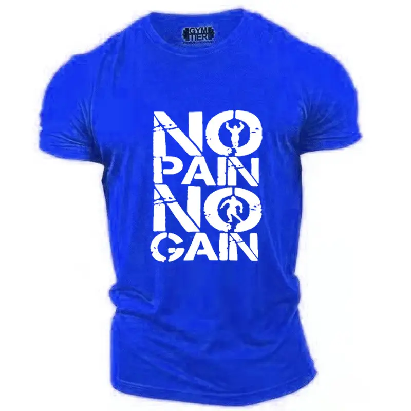 Men's Blue No Pain No Gain Fitness T-Shirt 2020 - Image 28