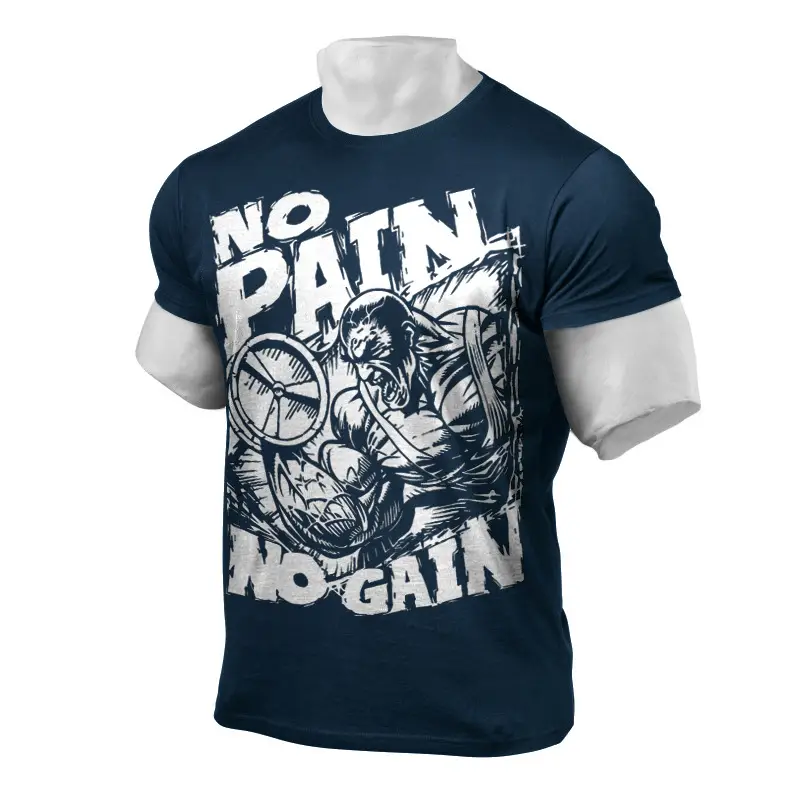 Men's Blue No Pain No Gain Fitness T-Shirt 2020 - Image 8