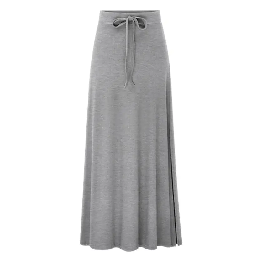 Korean Style High Waist Slit Belted Skirt Women