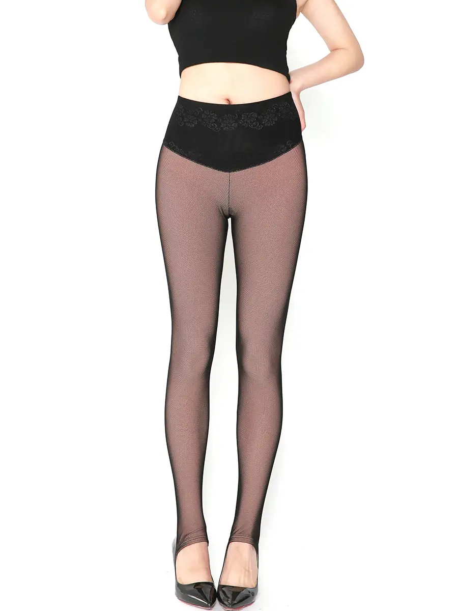Spring Thin Mesh High Waist Slim Belly Leggings - Image 9