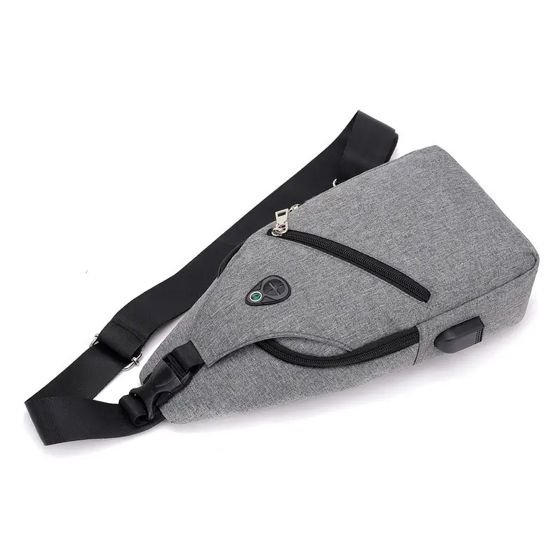 Black Men's USB Oxford Shoulder Bag - Image 7