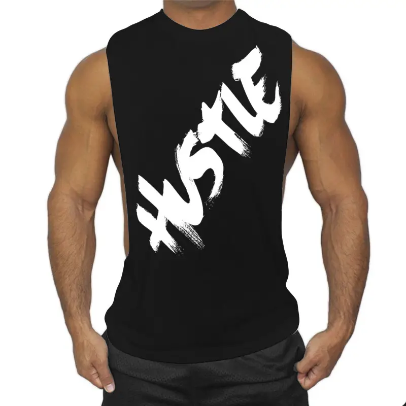 Men's Black Sleeveless Hustle Fitness Vest - Image 7