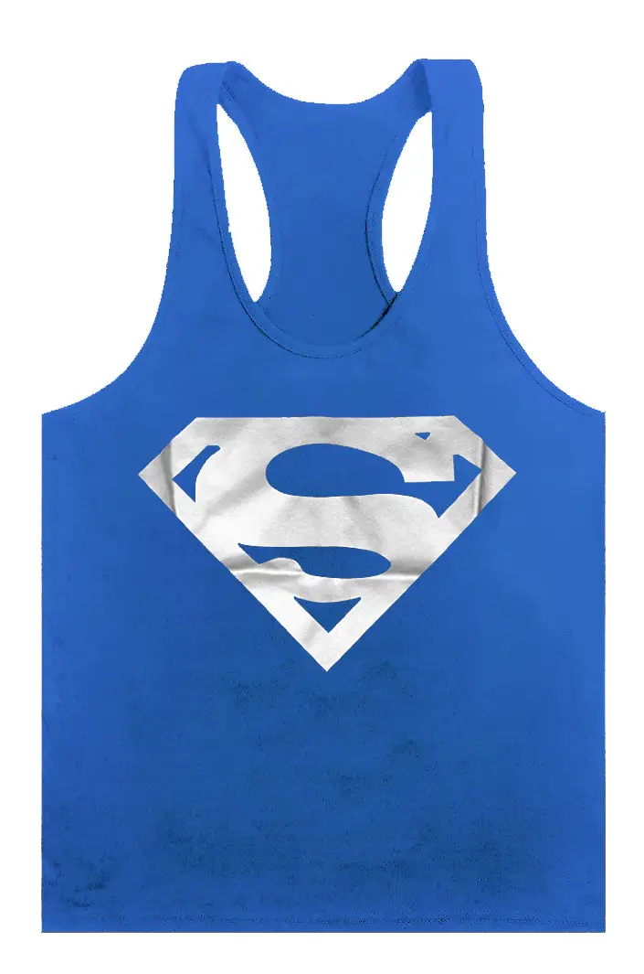 Men's Blue Superman V-Neck Vest with Logo