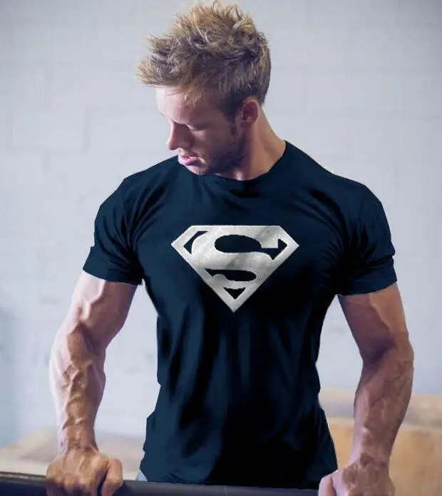 Superman Cross Body Fitness T-Shirt Dark Blue Short Sleeve - Image 8