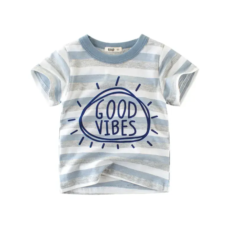 Summer Striped Cotton T-Shirt for Boys Small Medium