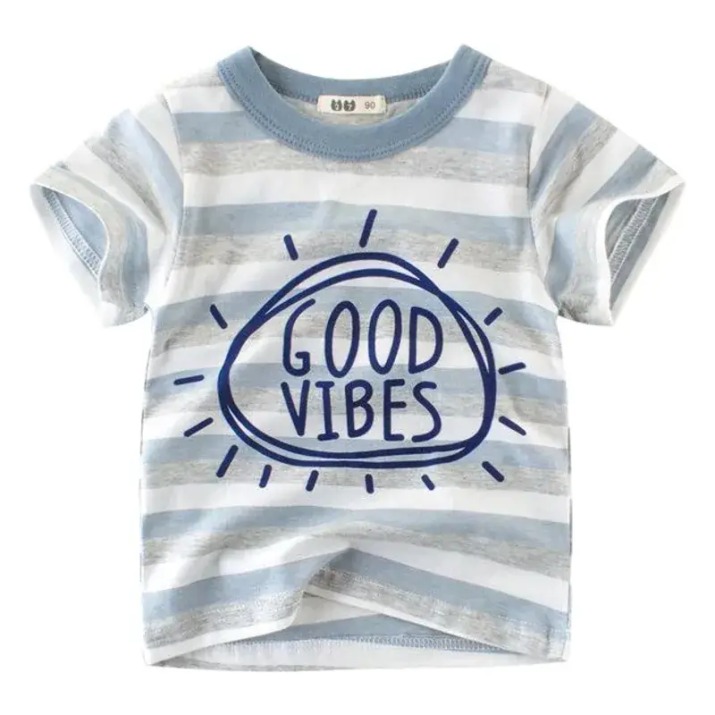 Summer Striped Cotton T-Shirt for Boys Small Medium