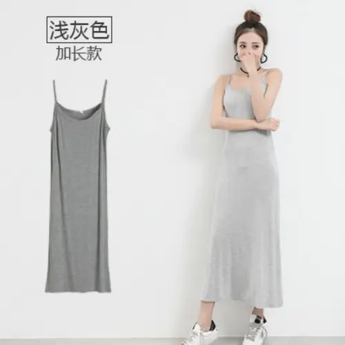Women Extra Long Inner Skirt Modal Grey Large - Image 12