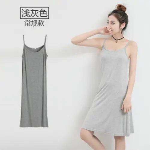 Women Extra Long Inner Skirt Modal Grey Large - Image 4
