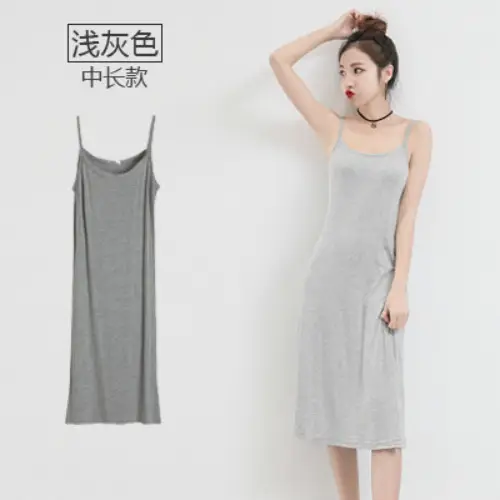 Women Extra Long Inner Skirt Modal Grey Large - Image 8