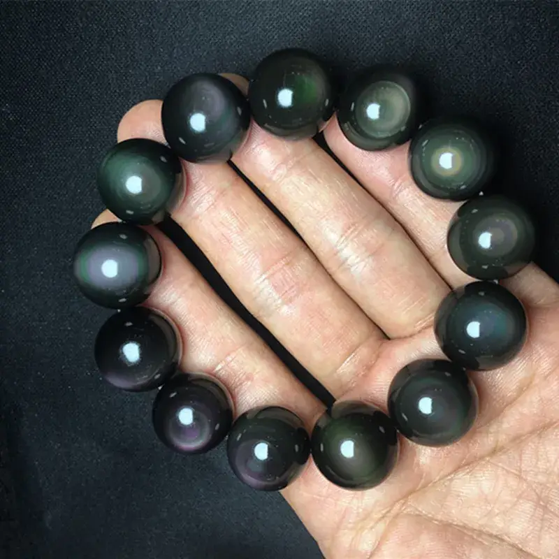 Double-Colored Obsidian Bracelet with Perfectly Round Eyes - Image 4