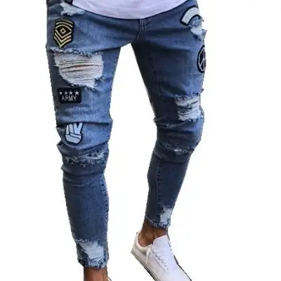 Men's Black Ripped Skinny Jeans with White Sneakers - Image 7