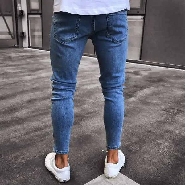 Men's Black Ripped Skinny Jeans with White Sneakers — feature 3