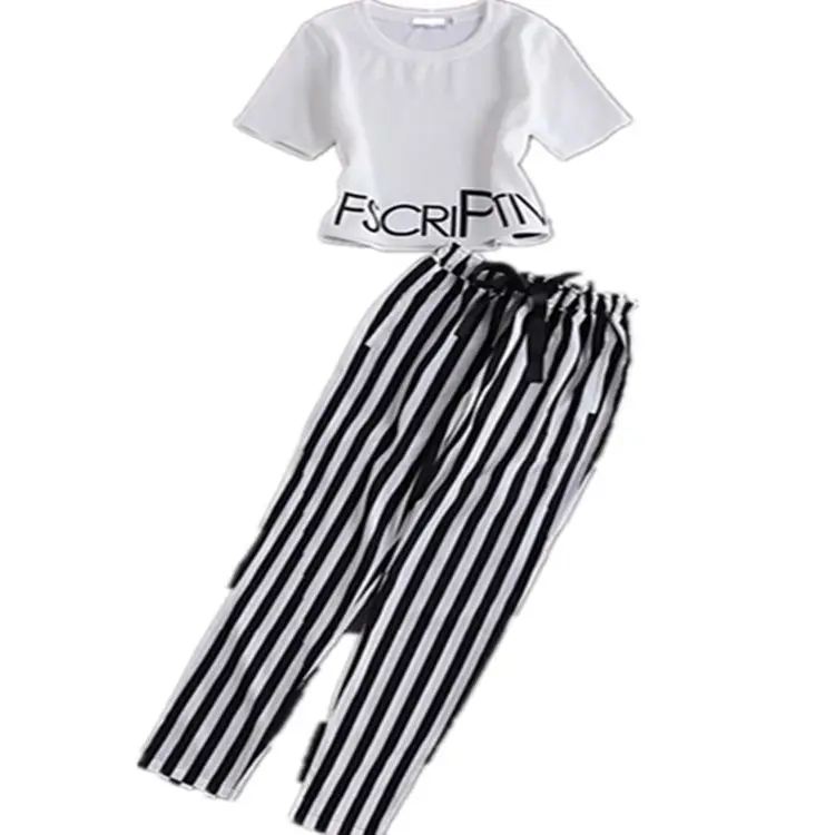 Women White Striped T-Shirt & Pants Set - Image 6
