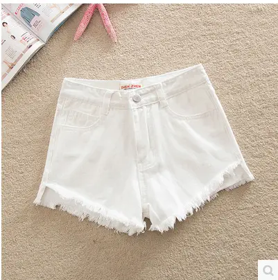 Black High-Waisted Denim Shorts with Fringes for Women - Image 2