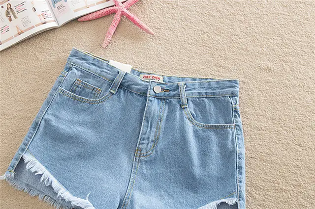 Black High-Waisted Denim Shorts with Fringes for Women — feature 12