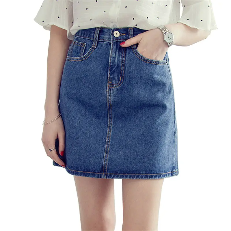 Women Denim High Waist Skirt Button Closure - Image 7