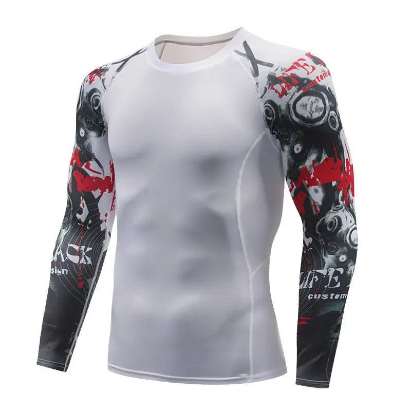 Men's Black Blue Striped Long Sleeve Sports Tight Fit T-Shirt - Image 33