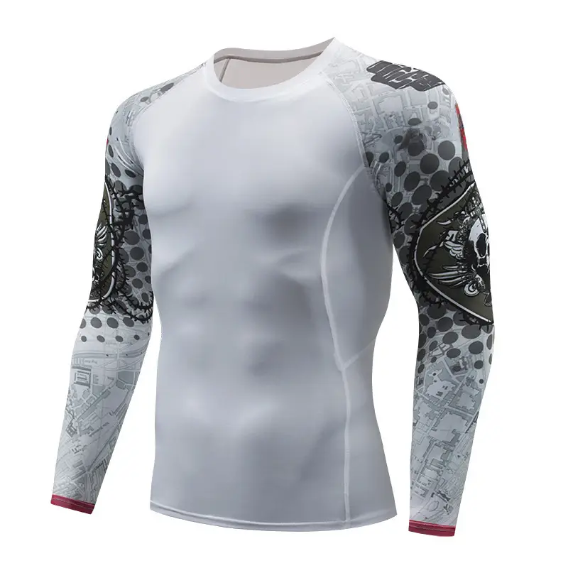 Men's Black Blue Striped Long Sleeve Sports Tight Fit T-Shirt - Image 16