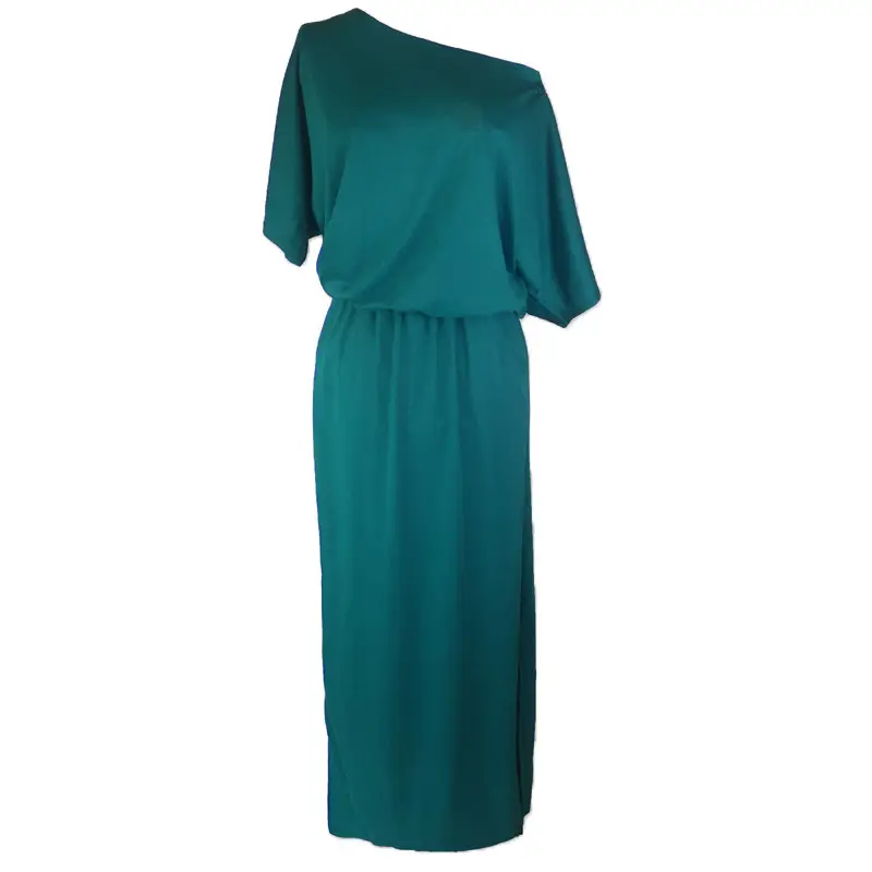 Women's Navy Blue Side Split Pocket Loose Slim Dress High Waist Off Shoulder - Image 10