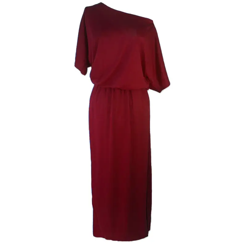 Women's Navy Blue Side Split Pocket Loose Slim Dress High Waist Off Shoulder - Image 11