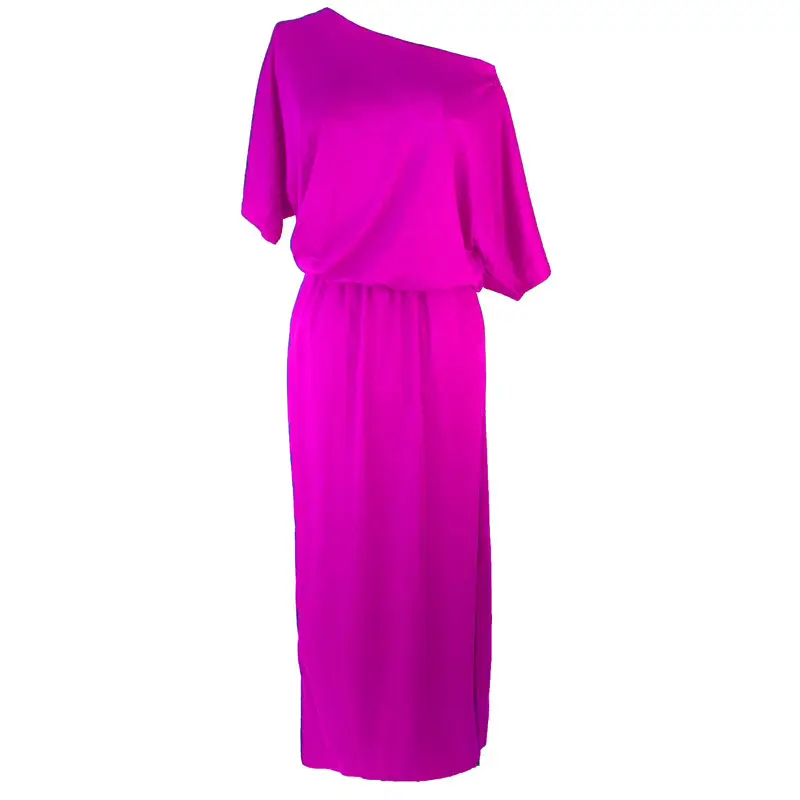 Women's Navy Blue Side Split Pocket Loose Slim Dress High Waist Off Shoulder - Image 5