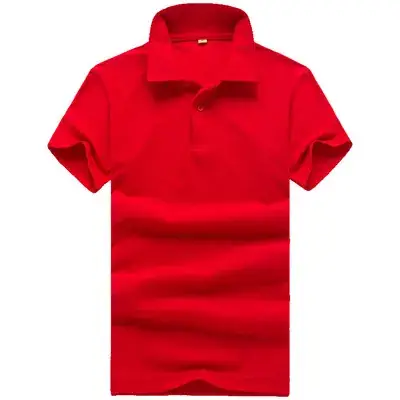 Lapel T-Shirt Red 100% Cotton Men Women
