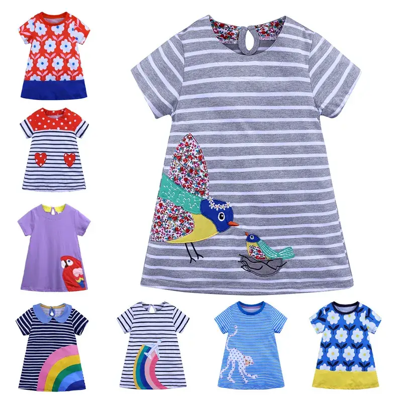 Girls Striped T-Shirt with Heart Embroidery Pink