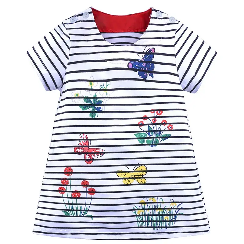 Girls Striped T-Shirt with Heart Embroidery Pink - Image 10