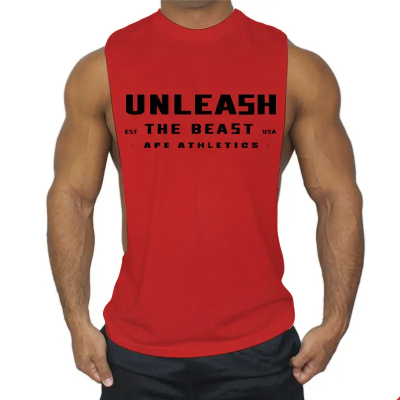 Men's Red Unleash Fitness Vest Sleeveless Sports T-Shirt - Image 4