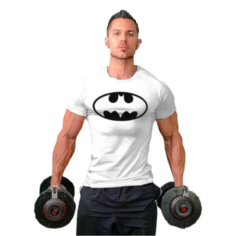 Men Batman Crossfit T-Shirt Red Black Gym Wear