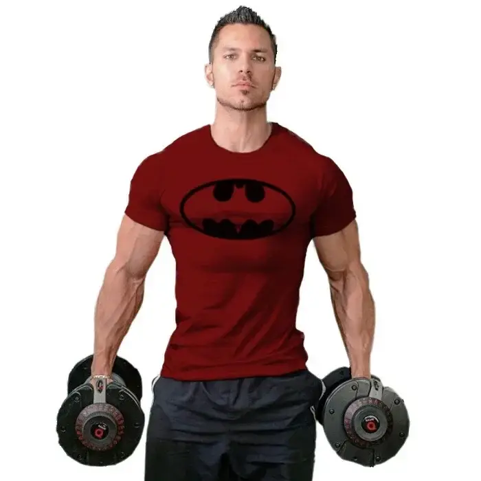 Men Batman Crossfit T-Shirt Red Black Gym Wear - Image 16