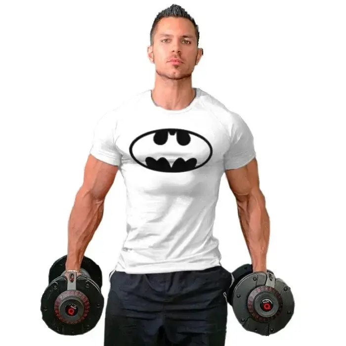 Men Batman Crossfit T-Shirt Red Black Gym Wear - Image 2
