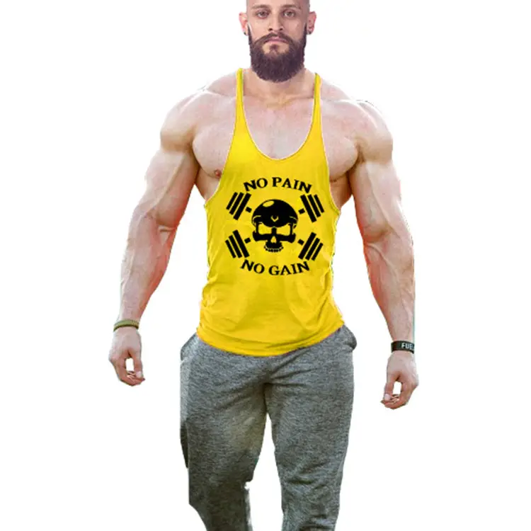 Men No Pain No Gain Yellow Cross Body Vest - Image 4