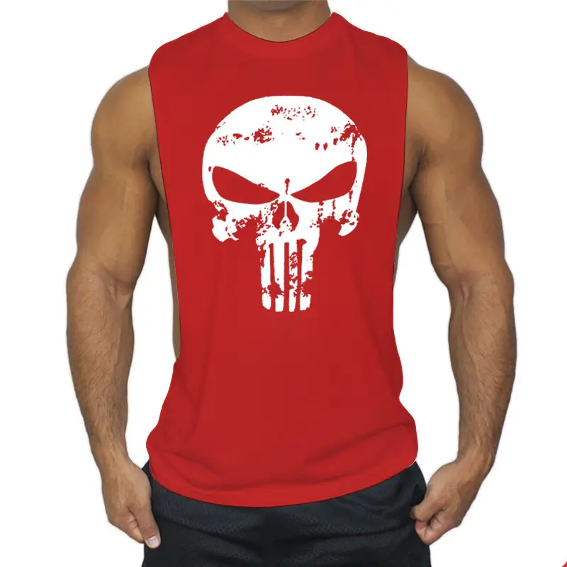 Men's White Punisher Graphic Sleeve Vest Large