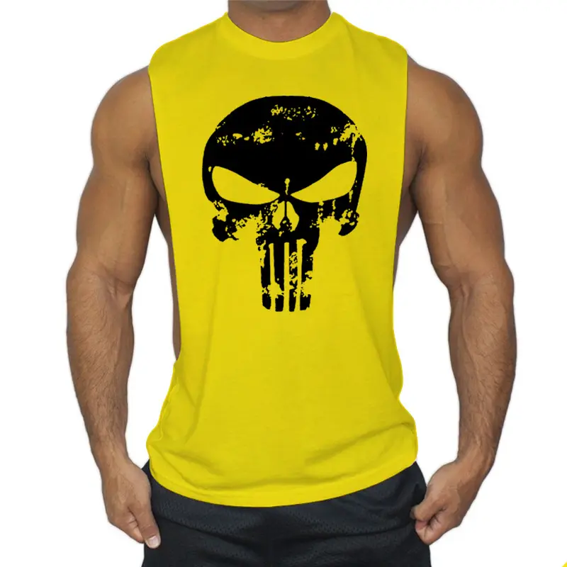 Men's White Punisher Graphic Sleeve Vest Large