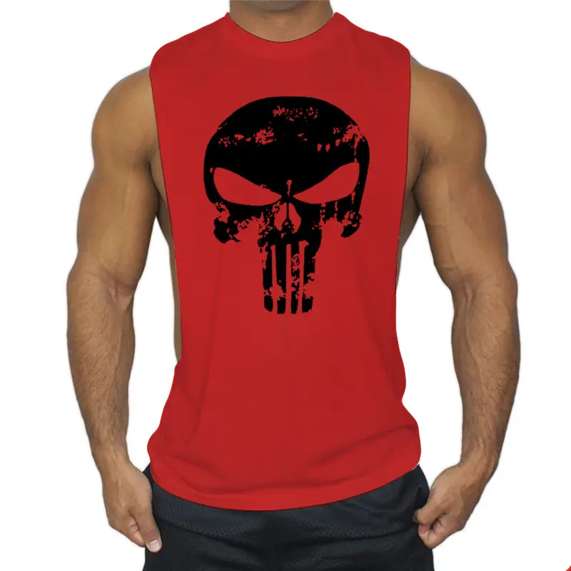 Men's White Punisher Graphic Sleeve Vest Large