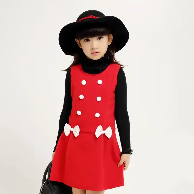 Girls Sleeveless Vest Skirt Chiffon Suit Navy Blue